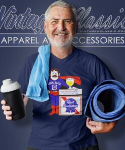 Vintage Beer Pabst Blue Ribbon Cool Blue Man V Neck TShirt