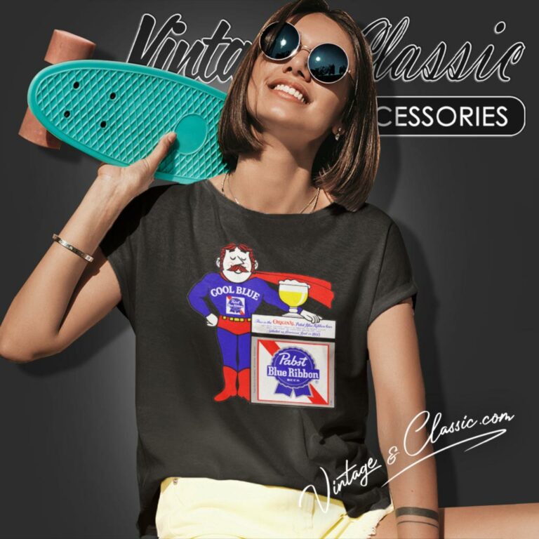 Vintage Beer Pabst Blue Ribbon Cool Blue Man Women T Shirt Vintage Beer Pabst Blue Ribbon Cool Blue Man Women T Shirt
