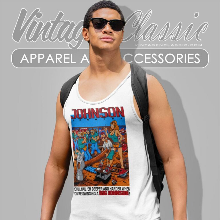 Vintage Big Johnson Hammers Nail Em Tank Top Racerback Vintage Big Johnson Hammers Nail Em Tank Top Racerback