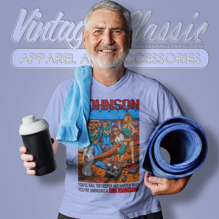 Vintage Big Johnson Hammers Nail Em V Neck TShirt Vintage Big Johnson Hammers Nail Em V Neck TShirt