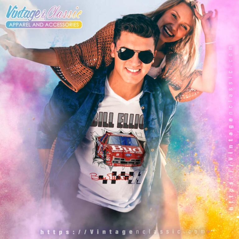 Vintage Bill Elliott 11 Bud Nascar V Neck TShirt 1 Vintage Bill Elliott 11 Bud Nascar V Neck TShirt 1
