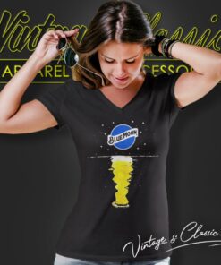 Vintage Blue Moon Beer Reflection V Neck TShirt