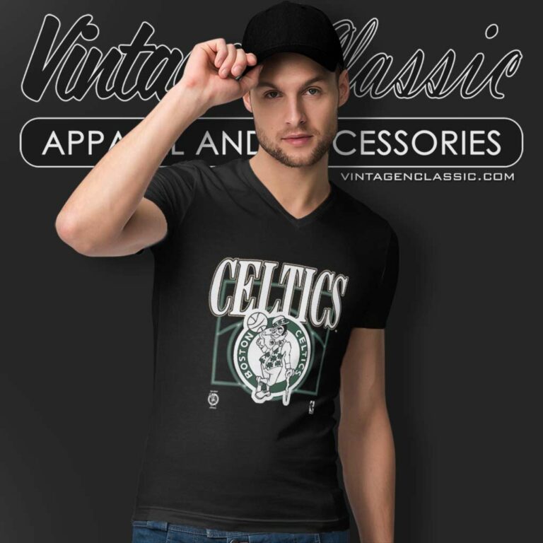 Vintage Boston Celtics Basketball V Neck TShirt Vintage Boston Celtics Basketball V Neck TShirt