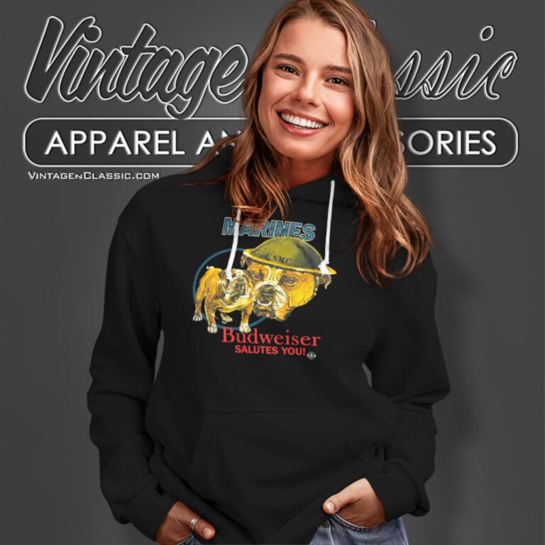 Vintage Budweiser Beer Marines Salute You Bulldog Hoodie Vintage Budweiser Beer Marines Salute You Bulldog Hoodie