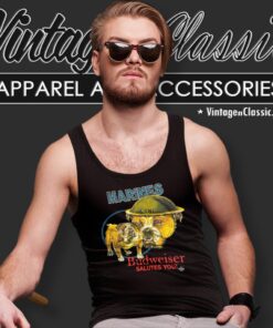 Vintage Budweiser Beer Marines Salute You Bulldog Tank Top Racerback