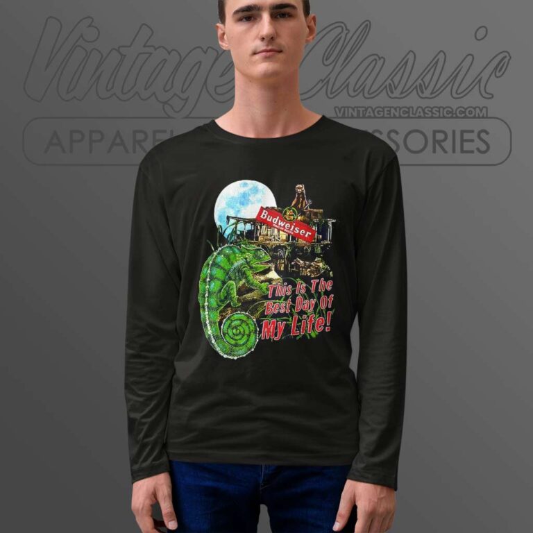 Vintage Budweiser Chameleon Best Day Of My Life Long Sleeve Tee Vintage Budweiser Chameleon Best Day Of My Life Long Sleeve Tee