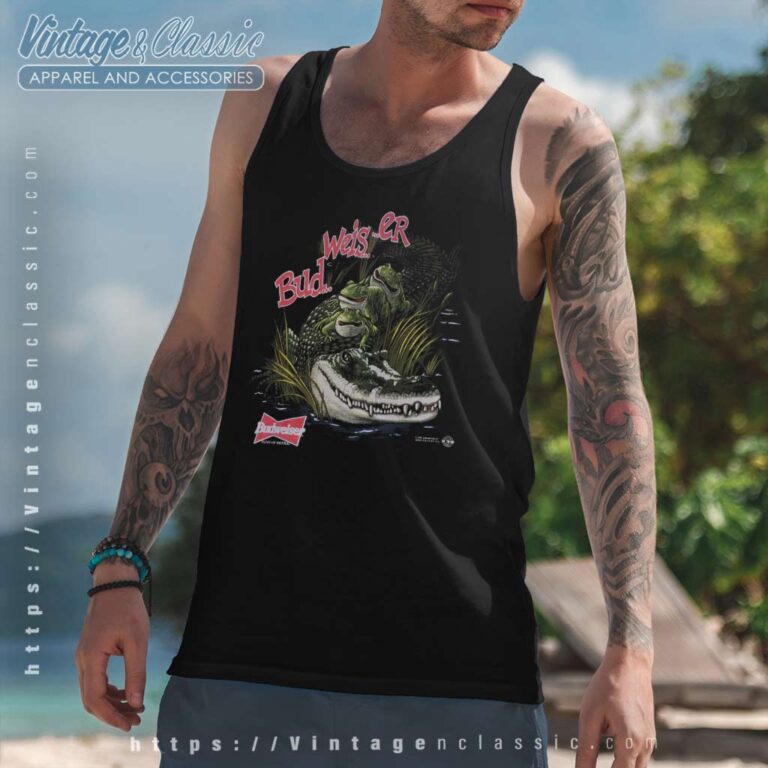 Vintage Budweiser Frogs Alligator Tank Top Racerback Vintage Budweiser Frogs Alligator Tank Top Racerback