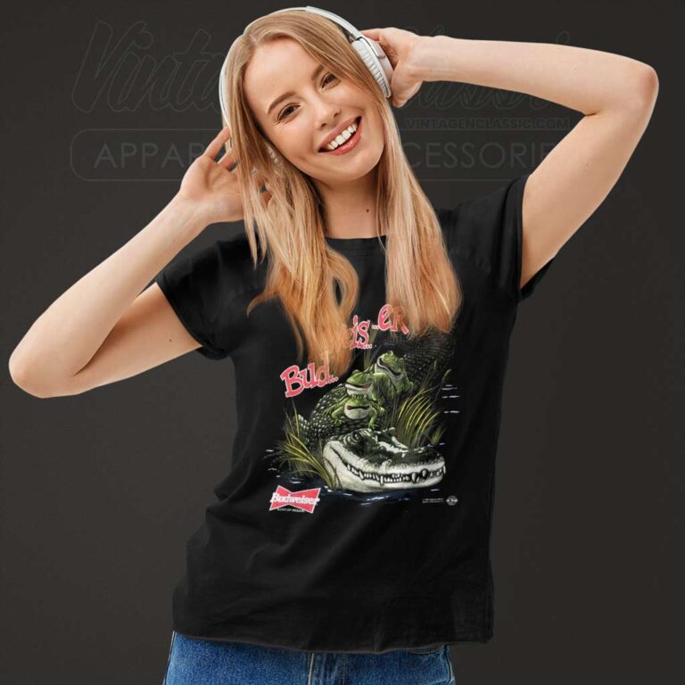 Vintage Budweiser Frogs Alligator Women TShirt Vintage Budweiser Frogs Alligator Women TShirt