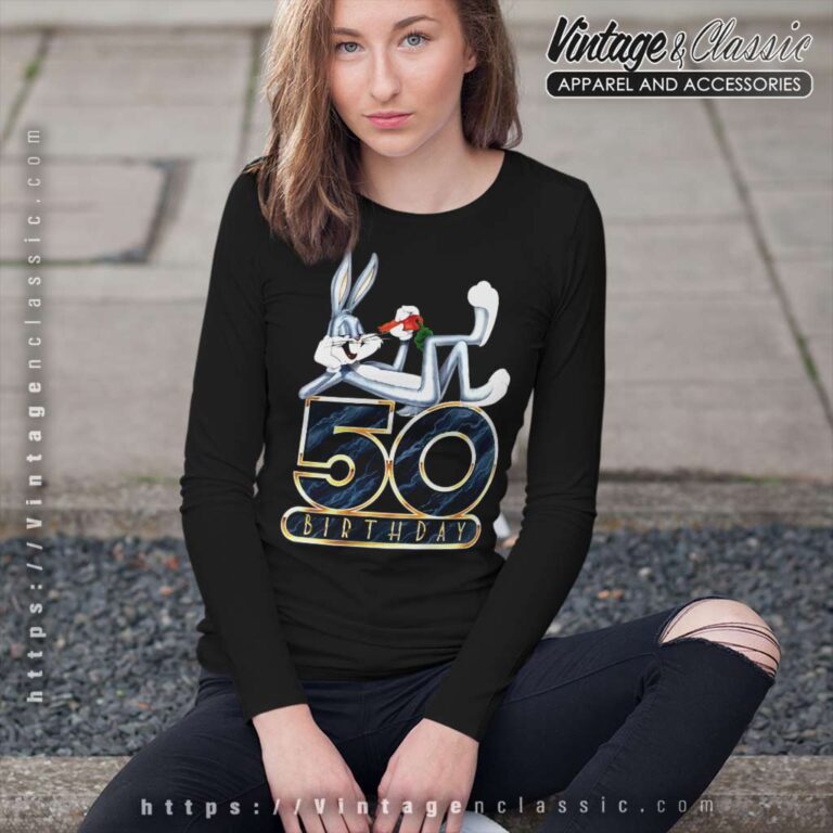 Vintage Bugs Bunny 50th Birthday Anniversary Long Sleeve Tee Vintage Bugs Bunny 50th Birthday Anniversary Long Sleeve Tee