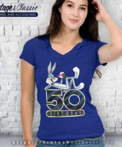 Vintage Bugs Bunny 50th Birthday Anniversary V Neck TShirt