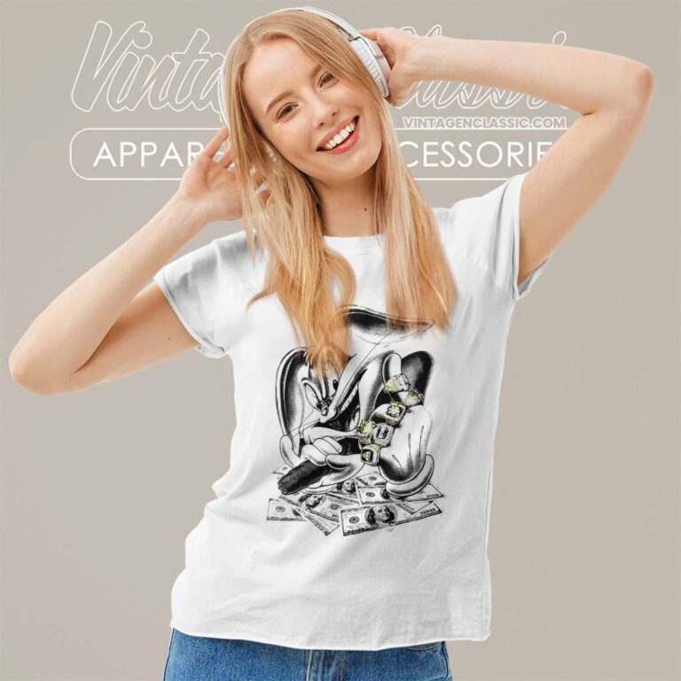 Vintage Bugs Bunny Gangster Cash Jewelry Women TShirt 1 Vintage Bugs Bunny Gangster Cash Jewelry Women TShirt 1