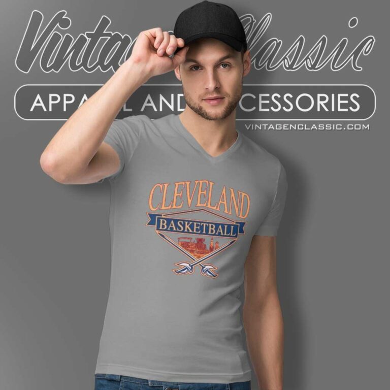 Vintage Cleveland Cavaliers Basketball V Neck TShirt Vintage Cleveland Cavaliers Basketball V Neck TShirt