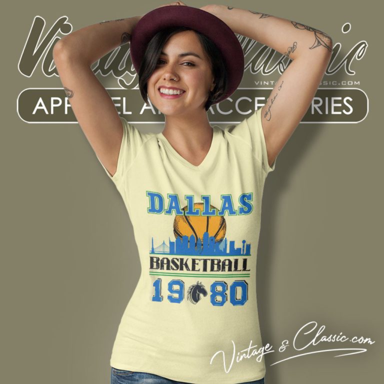 Vintage Dallas Basketball 1980 V Neck TShirt Vintage Dallas Basketball 1980 V Neck TShirt