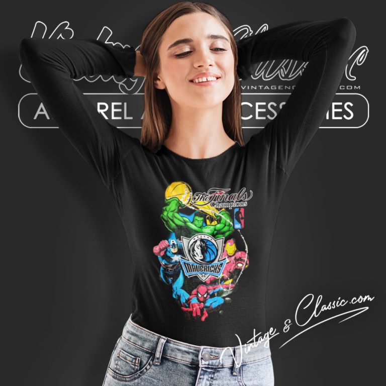Vintage Dallas Mavericks X Marvel Nba Finals Long Sleeve Tee Vintage Dallas Mavericks X Marvel Nba Finals Long Sleeve Tee
