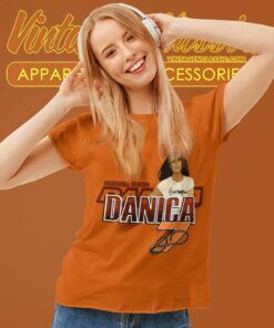 Vintage Danica Patrick Orange Nascar Racing Women TShirt