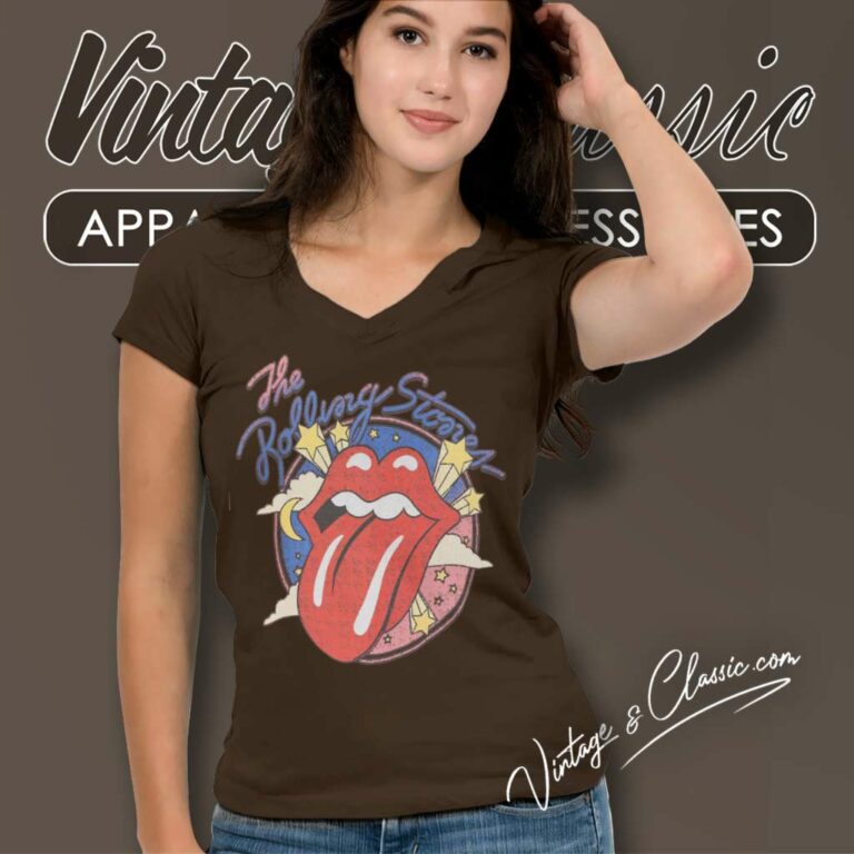 Vintage Distressed Rollin Stones V Neck TShirt Vintage Distressed Rollin Stones V Neck TShirt