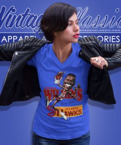 Vintage Dominique Wilkins Caricature Nba Basketball Atlanta Hawks V Neck TShirt