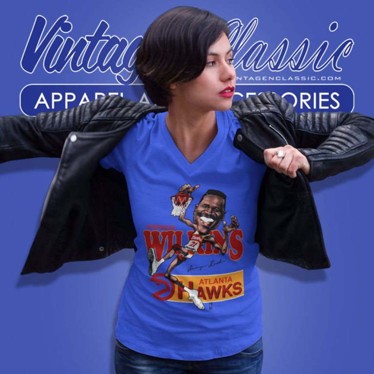 Vintage Dominique Wilkins Caricature Nba Basketball Atlanta Hawks V Neck TShirt Vintage Dominique Wilkins Caricature Nba Basketball Atlanta Hawks V Neck TShirt