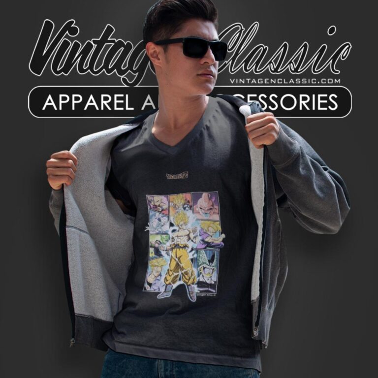 Vintage Dragon Ball Z Characters Graphic V Neck TShirt Vintage Dragon Ball Z Characters Graphic V Neck TShirt