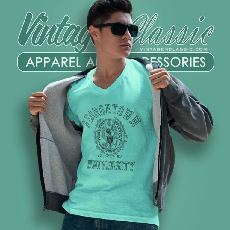 Vintage Georgetown University Logo V Neck TShirt Vintage Georgetown University Logo V Neck TShirt