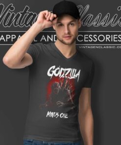 Vintage Godzilla King Of The Monsters Movie V Neck TShirt