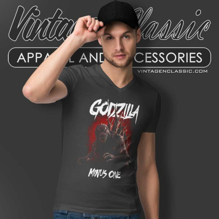 Vintage Godzilla King Of The Monsters Movie V Neck TShirt Vintage Godzilla King Of The Monsters Movie V Neck TShirt