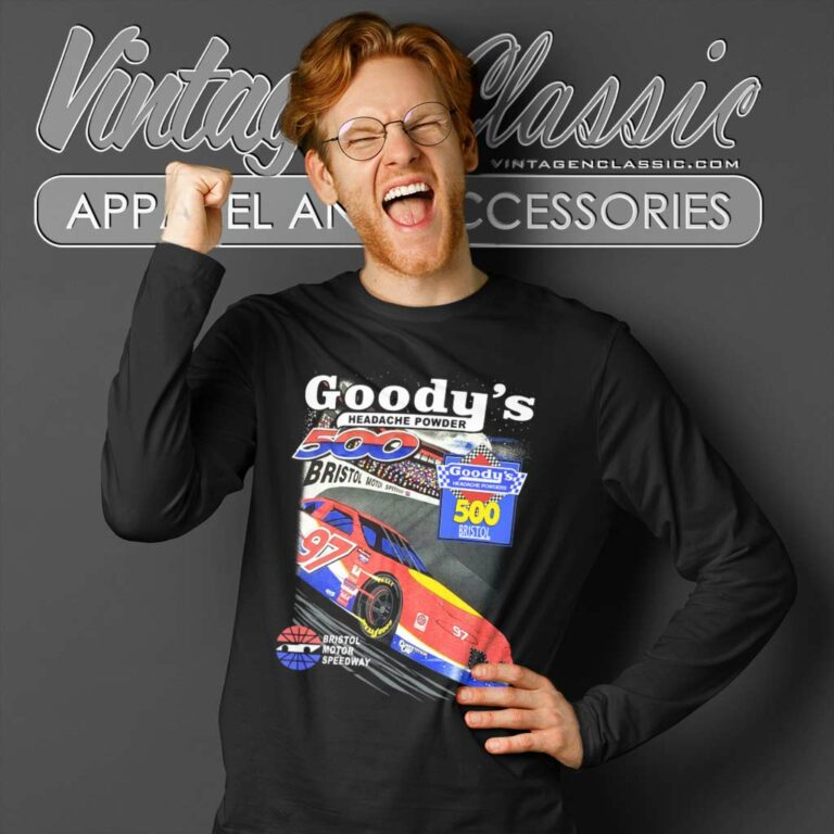 Vintage Goodys Bristol 500 Graphic Nascar Long Sleeve Tee Vintage Goodys Bristol 500 Graphic Nascar Long Sleeve Tee