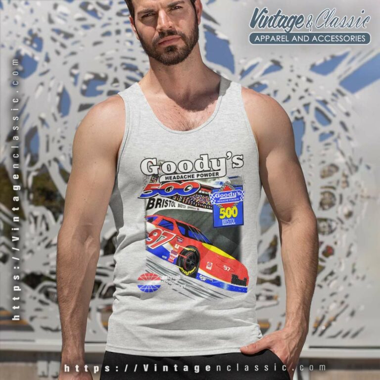Vintage Goodys Bristol 500 Graphic Nascar Tank Top Racerback Vintage Goodys Bristol 500 Graphic Nascar Tank Top Racerback
