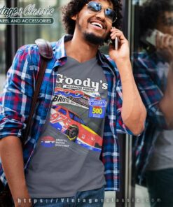 Vintage Goodys Bristol 500 Graphic Nascar V Neck TShirt