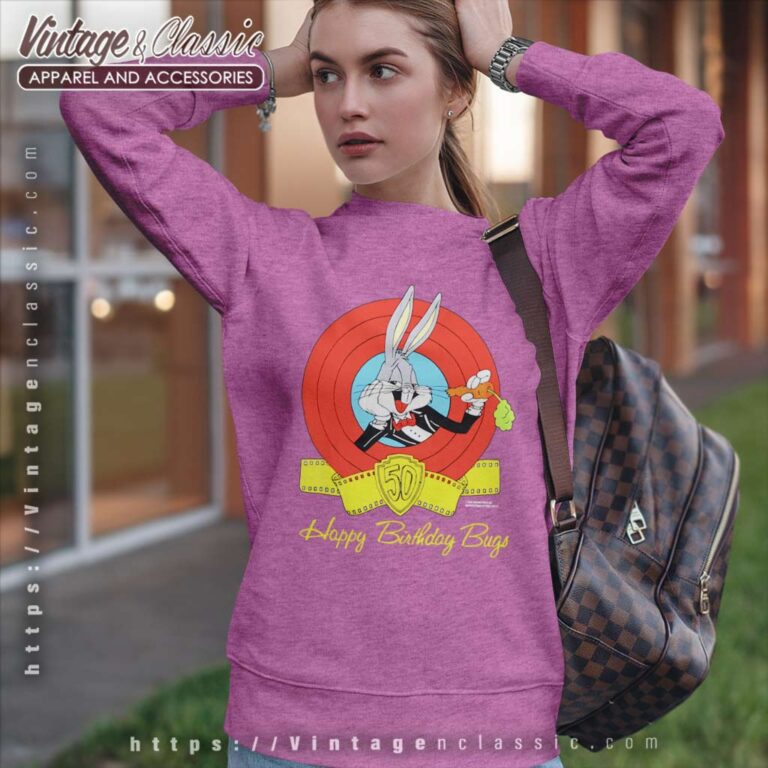 Vintage Happy Birthday Bugs 50th Anniversary Sweatshirt Vintage Happy Birthday Bugs 50th Anniversary Sweatshirt