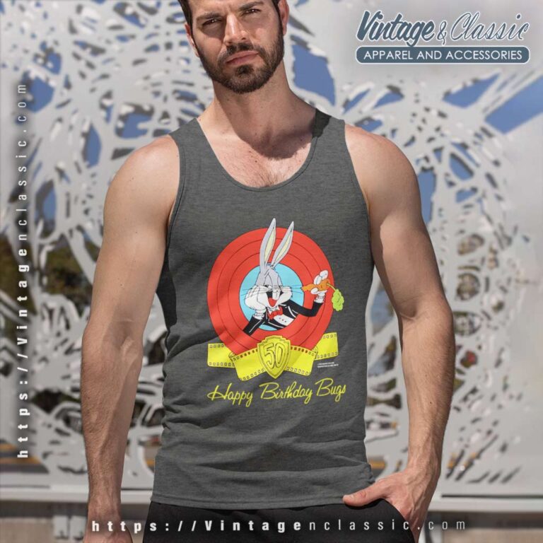 Vintage Happy Birthday Bugs 50th Anniversary Tank Top Racerback Vintage Happy Birthday Bugs 50th Anniversary Tank Top Racerback