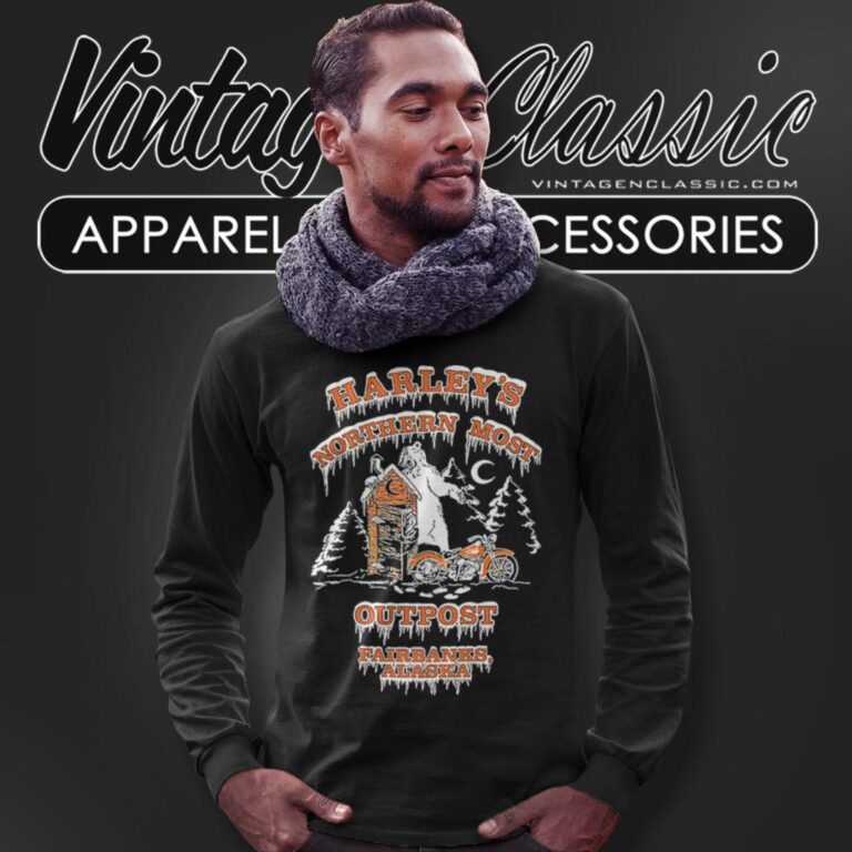 Vintage Harley Davidson Motorcycle Alaska North Pole Polar Bear Long Sleeve Tee Vintage Harley Davidson Motorcycle Alaska North Pole Polar Bear Long Sleeve Tee