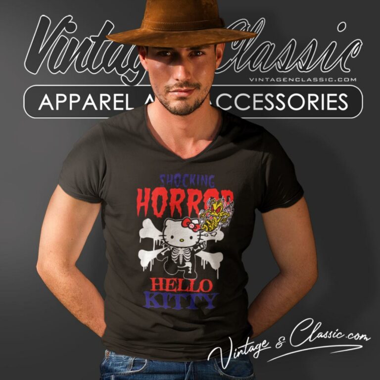Vintage Hello Kitty X Balzac Shocking Horror Anime V Neck TShirt Vintage Hello Kitty X Balzac Shocking Horror Anime V Neck TShirt