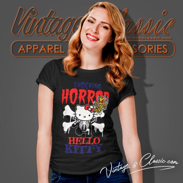 Vintage Hello Kitty X Balzac Shocking Horror Anime Women T Shirt Vintage Hello Kitty X Balzac Shocking Horror Anime Women T Shirt