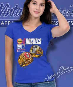 Vintage Houston Rockets Back To Back Champions V Neck TShirt