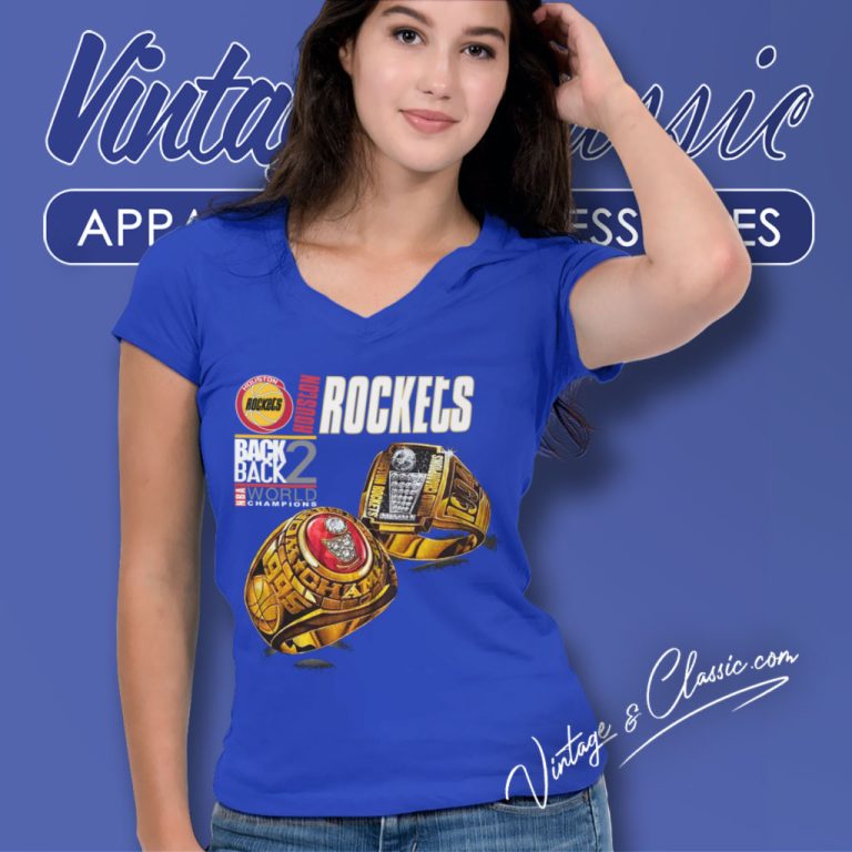 Vintage Houston Rockets Back To Back Champions V Neck TShirt Vintage Houston Rockets Back To Back Champions V Neck TShirt