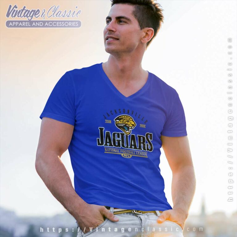 Vintage Jacksonville Jaguars Football V Neck TShirt Vintage Jacksonville Jaguars Football V Neck TShirt
