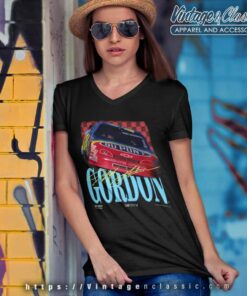 Vintage Jeff Gordon 24 Nascar Racing Graphic V Neck TShirt