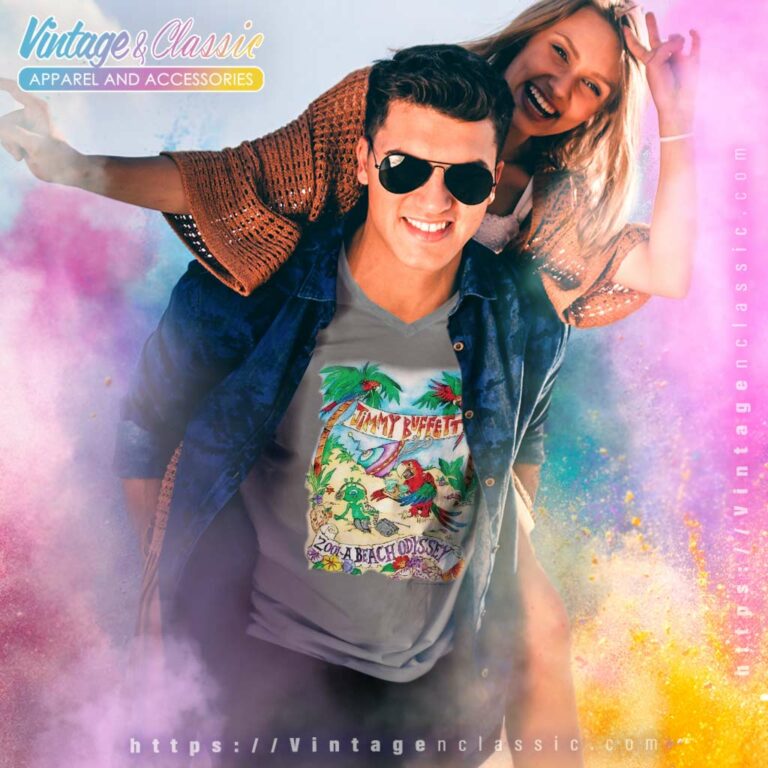 Vintage Jimmy Buffett 2001 A Beach Odyssey Tour V Neck TShirt Vintage Jimmy Buffett 2001 A Beach Odyssey Tour V Neck TShirt