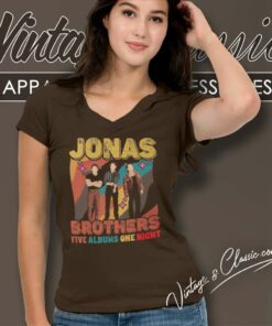 Vintage Jonas Brothers Shirt Five Albums One Night Tour 5 Vintage Jonas Brothers Shirt Five Albums One Night Tour V Neck TShirt