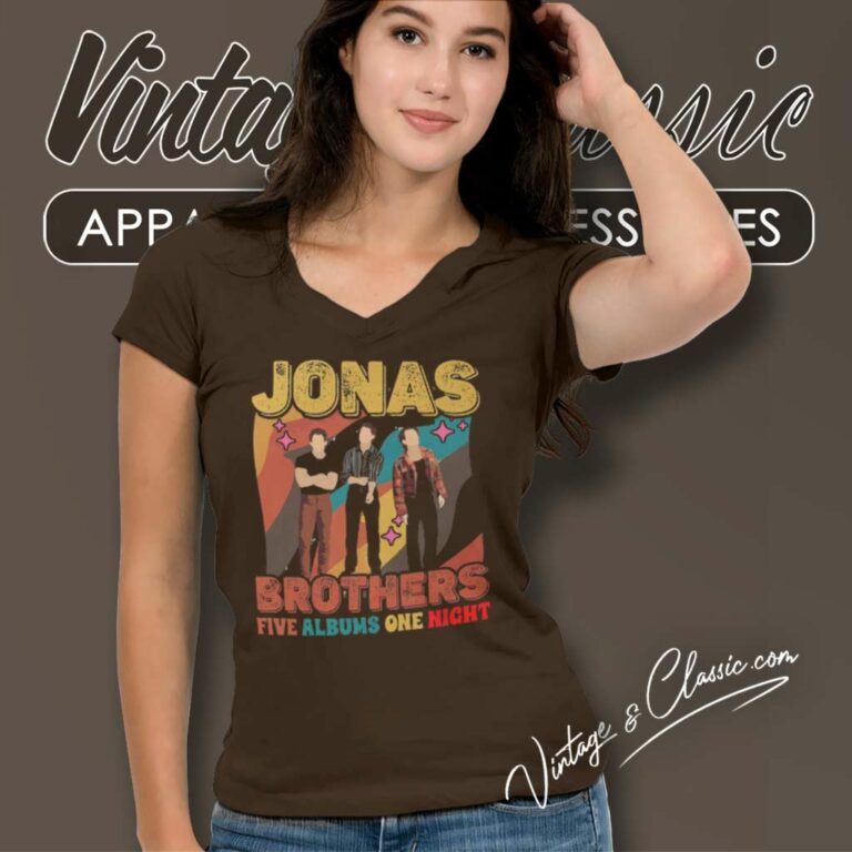 Vintage Jonas Brothers Shirt Five Albums One Night Tour V Neck TShirt Vintage Jonas Brothers Shirt Five Albums One Night Tour V Neck TShirt