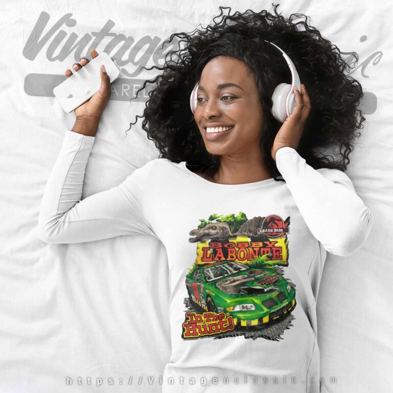Vintage Jurassic Park Nascar Bobby Labonte Long Sleeve Tee Vintage Jurassic Park Nascar Bobby Labonte Long Sleeve Tee