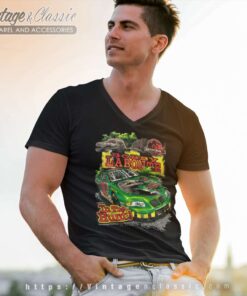 Vintage Jurassic Park Nascar Bobby Labonte Shirt 6 Vintage Jurassic Park Nascar Bobby Labonte V Neck TShirt