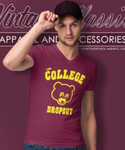 Vintage Kanye West Shirt The College Dropuot Hip Hop Is Back V Neck TShirt