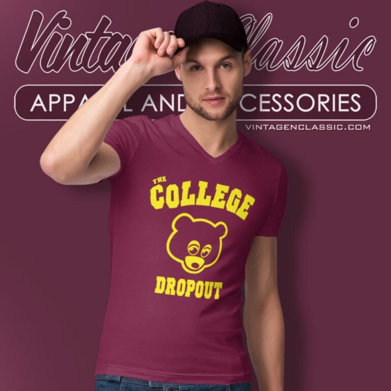 Vintage Kanye West Shirt The College Dropuot Hip Hop Is Back V Neck TShirt Vintage Kanye West Shirt The College Dropuot Hip Hop Is Back V Neck TShirt