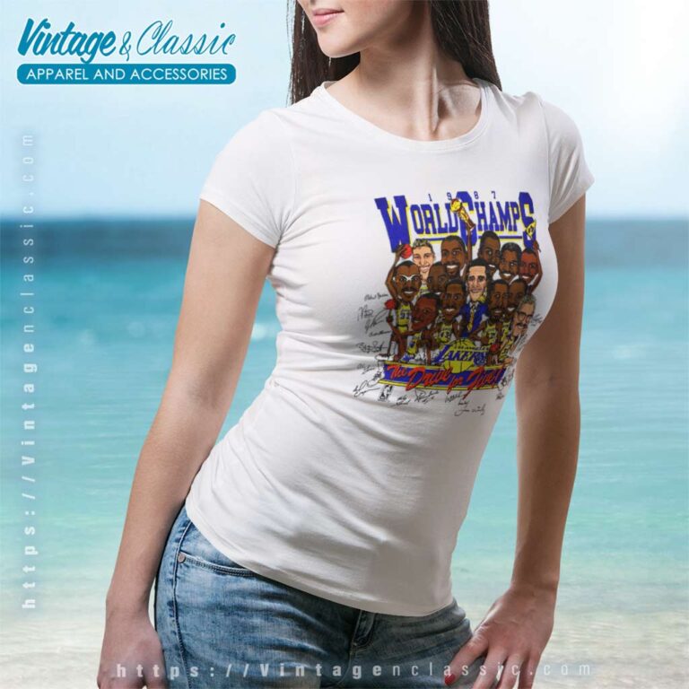 Vintage Lakers 1987 World Champions Women TShirt Vintage Lakers 1987 World Champions Women TShirt