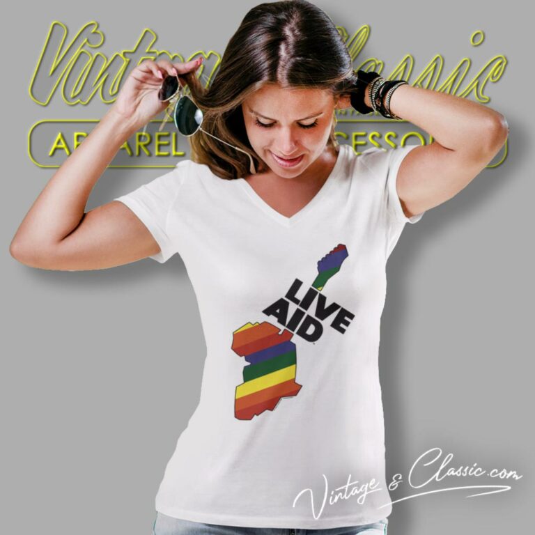 Vintage Live Aid Charity Concert This Shirt Saves Lives V Neck TShirt Vintage Live Aid Charity Concert This Shirt Saves Lives V Neck TShirt