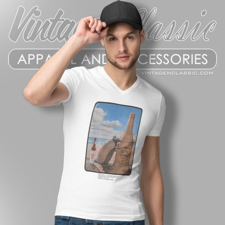 Vintage Lone Star Beer Bottle Armadillo V Neck TShirt Vintage Lone Star Beer Bottle Armadillo V Neck TShirt