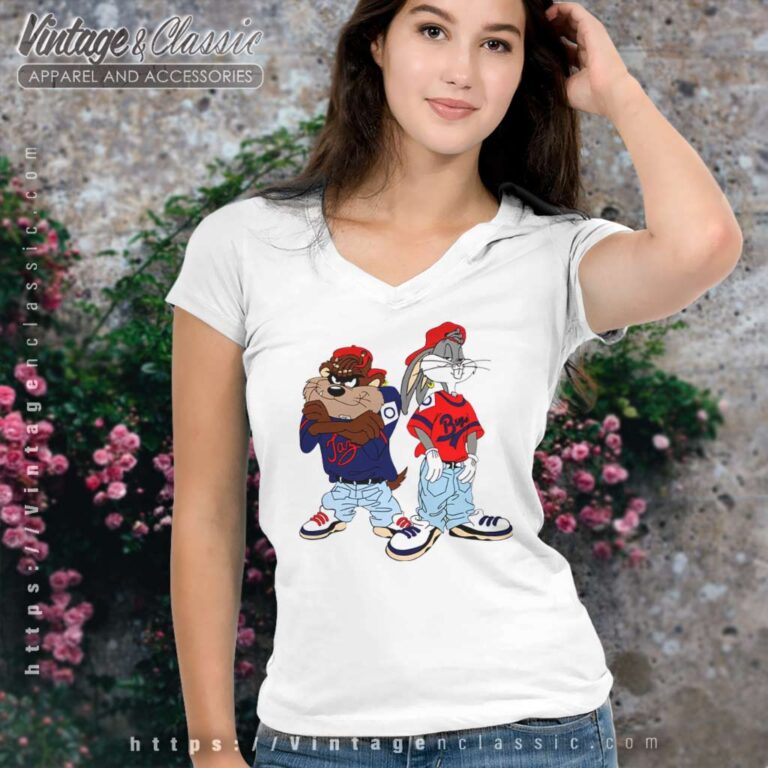 Vintage Looney Tunes Taz Bugs Hip Hop V Neck TShirt Vintage Looney Tunes Taz Bugs Hip Hop V Neck TShirt