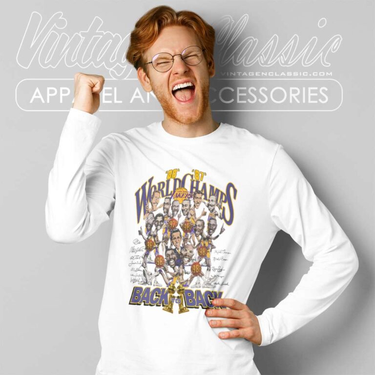 Vintage Los Angeles Lakers Back To Back Long Sleeve Tee Vintage Los Angeles Lakers Back To Back Long Sleeve Tee